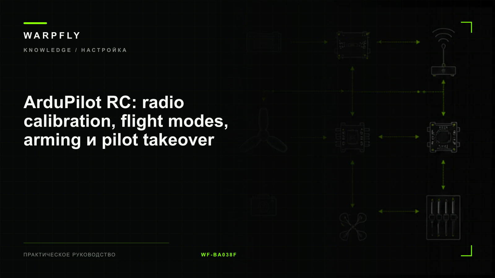 ArduPilot RC: radio calibration, flight modes, arming и pilot takeover — обложка WARPfly